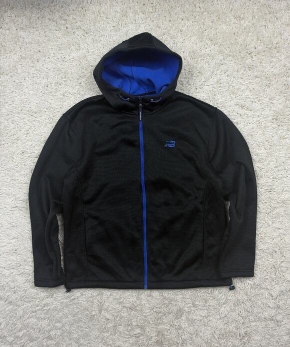 New Balance Other - New Balance Fleece Lined Hoodie Jacket Mens XL Black Blue Full Zip Sweater Knit